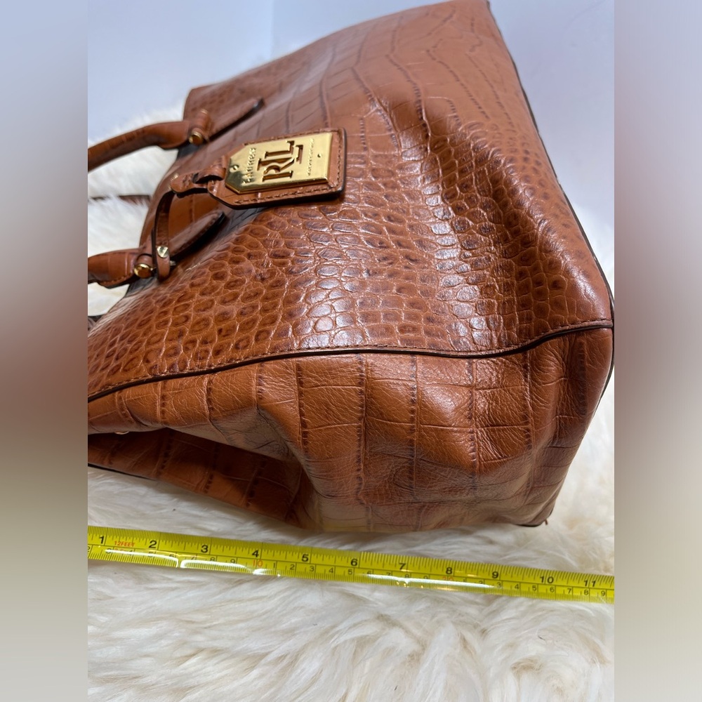 Lauren Ralph Lauren Lanesborough Bourbon Leather Genuine Croc Embossed  Satchel - Picture 15 of 17